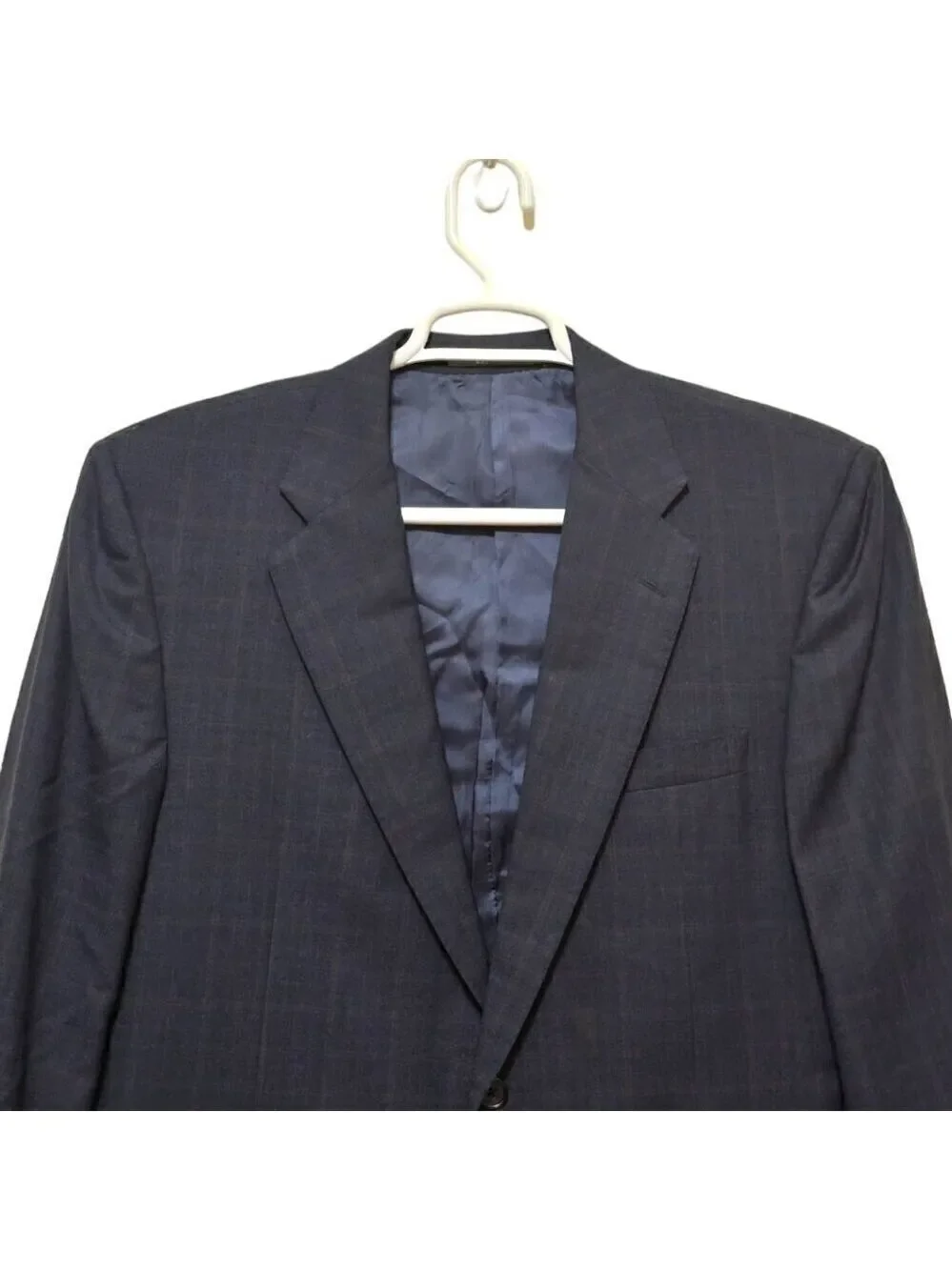 Hickey Freeman Vintage Madison Window Pane Gray Single Breasted Blazer Sz 42R